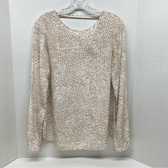 White House Black Market Womens White Cream Long Sleeve Pullover Size 10 Silk - Picture 3 of 12